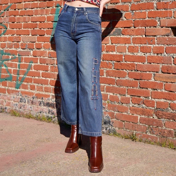 Vintage 90s Phat Farm High Waisted Wide Leg Jeans - Picture 5 of 8